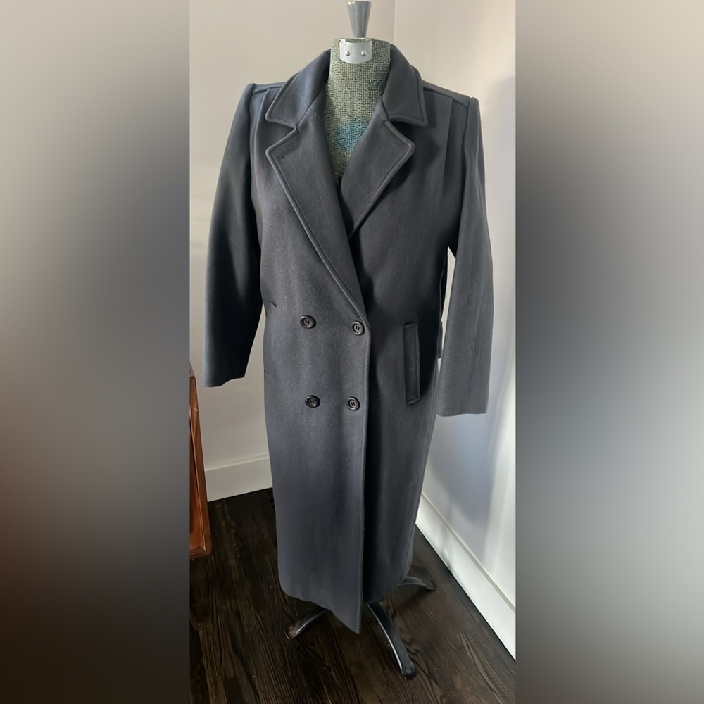 Classic Double-Breasted Women's Trench Coat - Charcoal